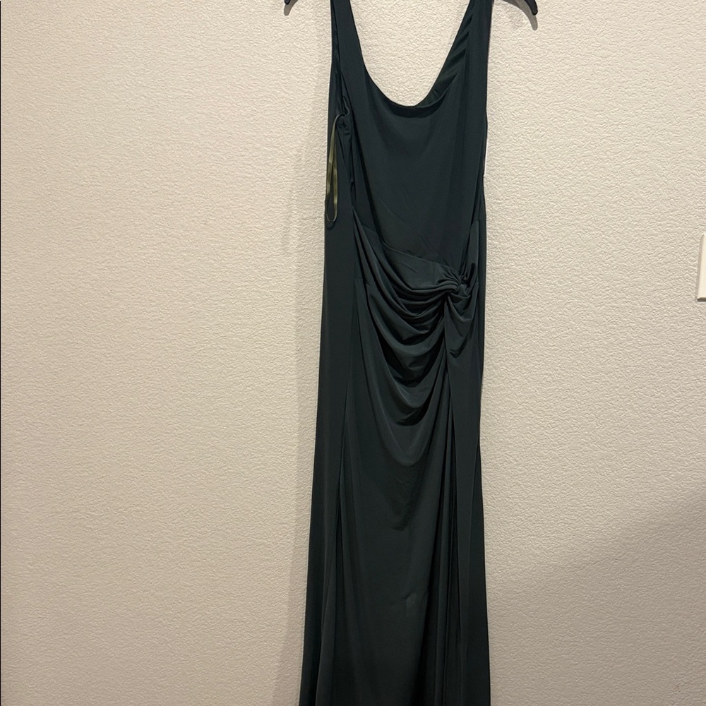 Scoop Neck Draped Maxi Dress in Forest Green